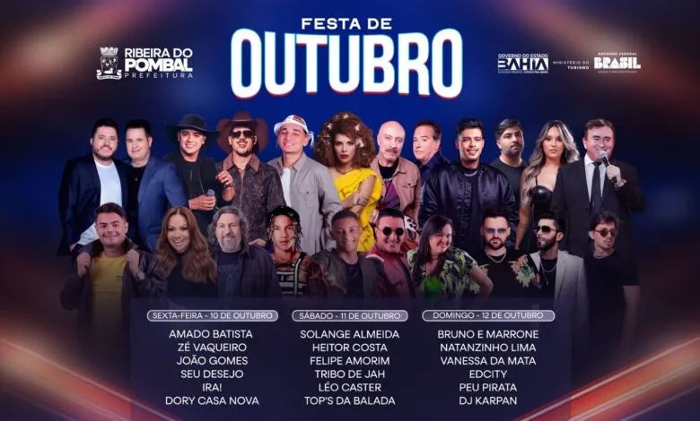Ribeira do Pombal divulga grade oficial da Festa de Outubro